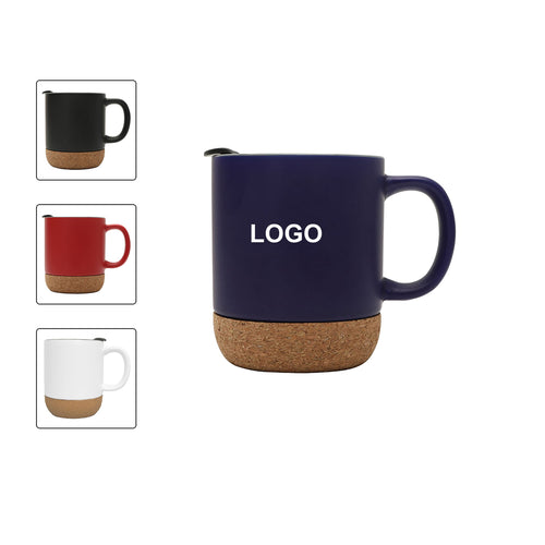 12 oz. Ceramic Coffee Mug with Cork Base and Lid final image 1