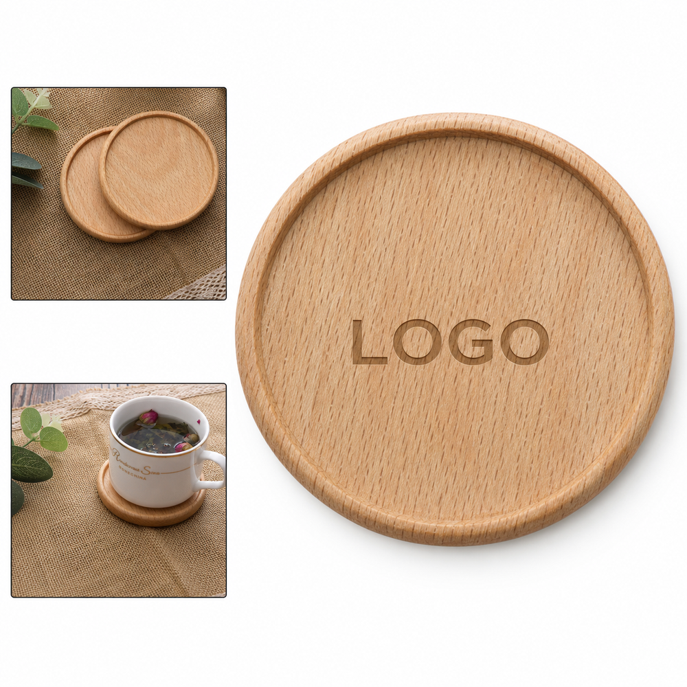 3.46" Round Wooden Coasters